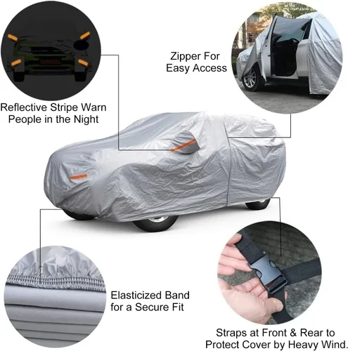 Miniatura 4 de SEAZEN - Funda de coche para Jeep Wrangler de 6 capas, impermeable para todo tipo de clima, funda resistente para 4 puertas Wrangler CJ, YJ, TJ