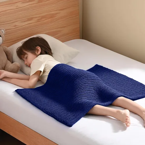 Miniatura 51 de Guohaoi Almohadilla de regazo con peso de punto (beige 20 x 30 pulgadas, 2 libras) sin cuentas, manta con peso refrescante para niños para siesta