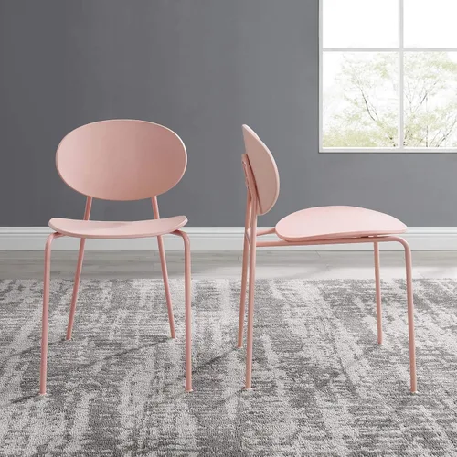 Miniatura 2 de Modway Palette - Silla moderna de plástico moldeado para comedor, color rosa, juego de 2, viene totalmente montada