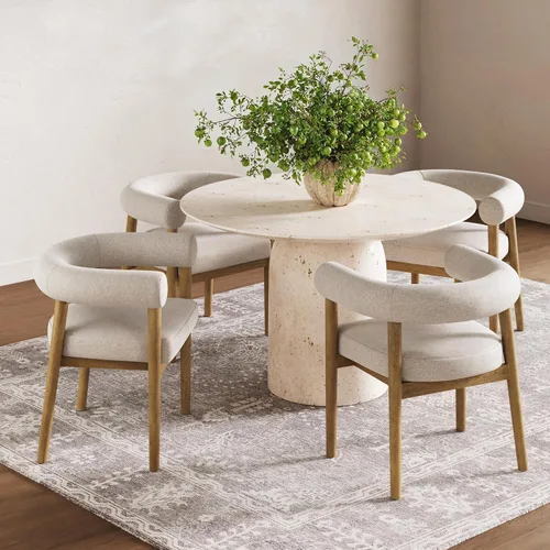 Miniatura 29 de Nathan James Gracie - Silla de comedor moderna, silla de comedor tapizada, lino natural/marrón claro, juego de 4 Lino marrón claro cepillado