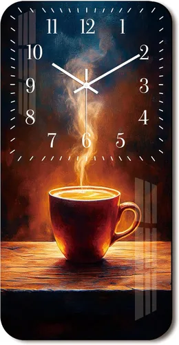 Miniatura 8 de Reloj de pared de taza de café para cocina, reloj de pared rectangular de madera, funciona con pilas, 12 pulgadas, relojes rústicos vintage