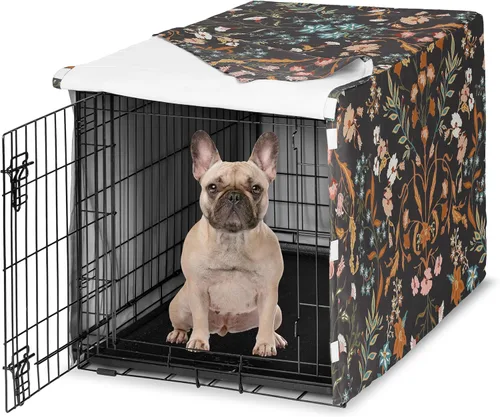 Miniatura 28 de Sweet Jojo Designs Cubierta para jaula de perro de 36 pulgadas (Boho Floral Rosa/Gris) para niñas, cubierta para perrera