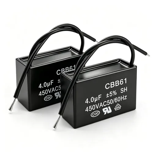 Miniatura 3 de Twidec /2 unids 450 V AC 50/60 Hz Condensadores de película de polipropileno metalizado de 2 hilos para ventilador de techo Motor Start Run 4uf