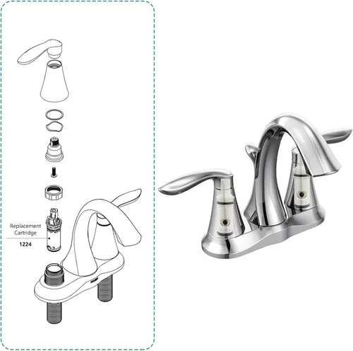 Miniatura 6 de 1224 1224B Kit de repuesto de cartucho de grifo para la mayoría de grifos Moen de doble mango y kit de reparación de bañera/duchas, repuesto