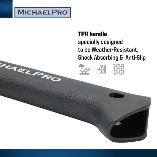 Miniatura 3 de MichaelPro MP004009 - Hacha de campamento de 9 pulgadas con mango de fibra de vidrio resistente al clima y absorbente de impactos, con funda