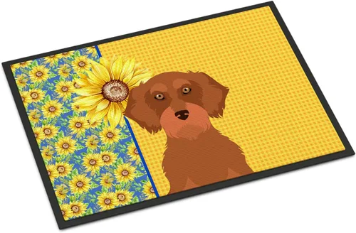 Miniatura 54 de Caroline's Treasures WDK5313MAT Airedale Terrier - Tapete para puerta delantera de 18 x 27 pulgadas, diseño de girasoles de verano, para entrada