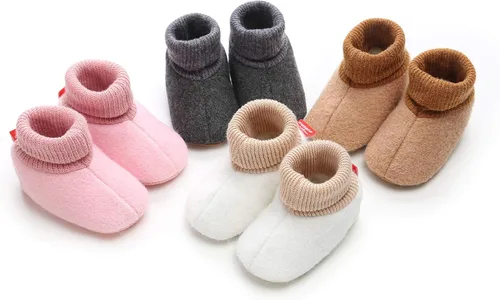 Miniatura 6 de BENHERO Botines de forro polar para bebés y niñas, para invierno, recién nacidos, antideslizantes, suela suave, calcetines de invierno, zapatos