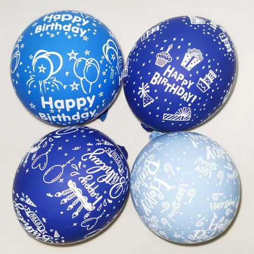 Miniatura 4 de 52 globos azules de cumpleaños con patrón de fiesta de cumpleaños para niños, decoración adecuada para fiestas de cumpleaños de niñas y niños, baby