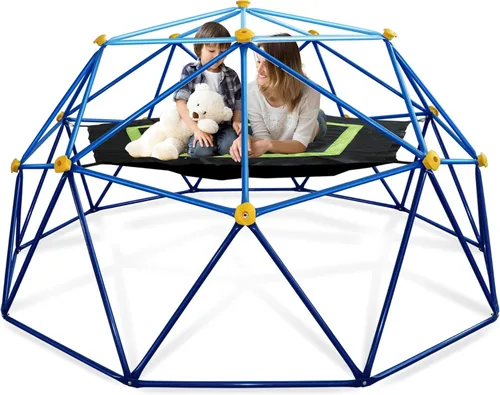 Miniatura 8 de Escalador de cúpula geométrica de 10 pies para niños de 3 a 12 años, resistente capacidad de 1000 libras, gimnasio de selva con hamaca y agarres