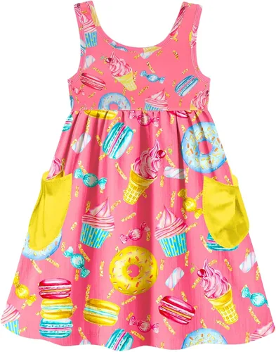Miniatura 39 de Vieille Vestido sin mangas para niñas pequeñas, lindo vestido de verano con bolsillo, 2-7 años