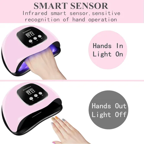Miniatura 4 de BIGBEAR - Luz UV para uñas, lámpara de uñas UV LED de 48 W para esmalte de gel, secador de uñas rápido con sensor automático, 3 ajustes