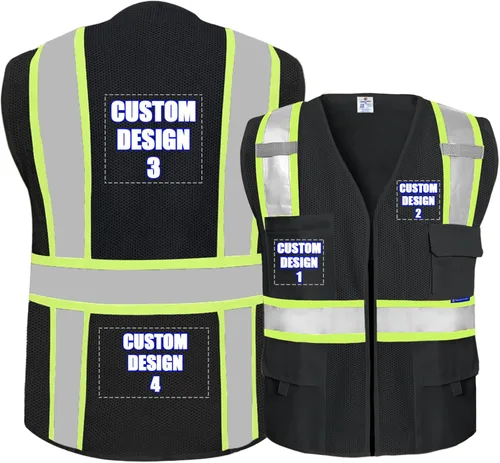 Miniatura 31 de Chalecos de seguridad con logotipo personalizado (S, M, L, XL, 2XL, 3XL, 4XL) Chalecos de seguridad reflectantes de alta visibilidad Clase 2
