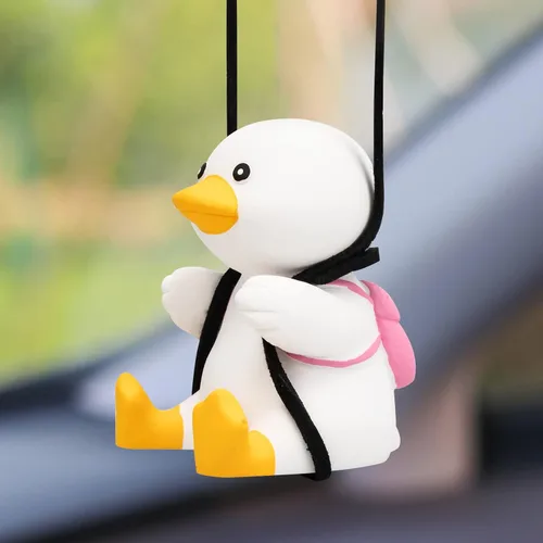 Miniatura 6 de Wonuu Colgante de coche de pato agitado, divertido adorno colgante de pato para espejo retrovisor, bonita decoración de coche