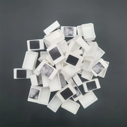 Miniatura 2 de Sartenes de acuarela con rayas magnéticas, 100 bandejas vacías de plástico blanco completo para pintura al óleo de acuarela o caja de lata de viaje
