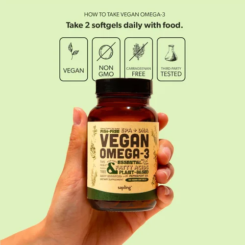 Miniatura 5 de Suplemento de Omega 3 vegano - Ácidos grasos DHA y EPA de base vegetal - Sin carragenina, alternativa al aceite de pescado, apoya la salud