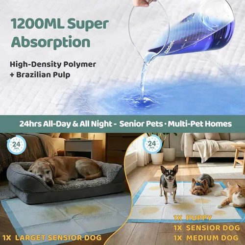 Miniatura 3 de Gimars Almohadilla de orina de perro extra grande 3S de secado rápido a prueba de fugas para perros, gatos, conejos y mascotas XXL de 30 x 36