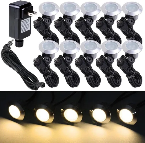 Miniatura 15 de Yescom Paquete de 5 luces LED de aluminio para terraza, iluminación de paisaje de bajo voltaje de 12 V, blanco cálido de 3000 K, IP67, impermeable