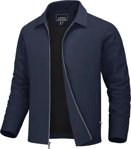 Miniatura 12 de MAGNIVIT Chaquetas ligeras para hombre, cortavientos ligeros, con cremallera completa, elegante, abrigo de golf, negocios, trabajo, vestido casual