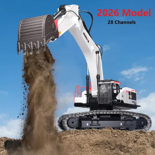 Miniatura 3 de HUINA 1594 Metal RC 1:14 Excavadora de 28 canales Vehículo de construcción Hobby Regalo al aire libre Control remoto Tractor Crawler luces