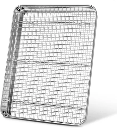 Miniatura 9 de Joyfair - Bandeja para hornear de 9 pulgadas con estante de enfriamiento, bandejas para horno tostador de acero inoxidable con rejillas de rejilla