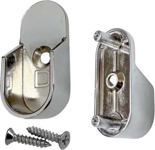Miniatura 2 de Kits de barra de armario ovalada de 48 pulgadas Cromado Soportes y accesorios de extremo de pasador trasero Acero de calibre pesado 2 kits