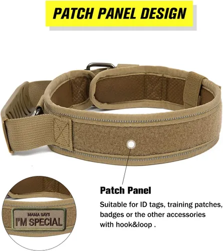 Miniatura 3 de Collar táctico para perro con asa, collar de entrenamiento militar ajustable para perros, nailon suave y hebilla de metal resistente para perros