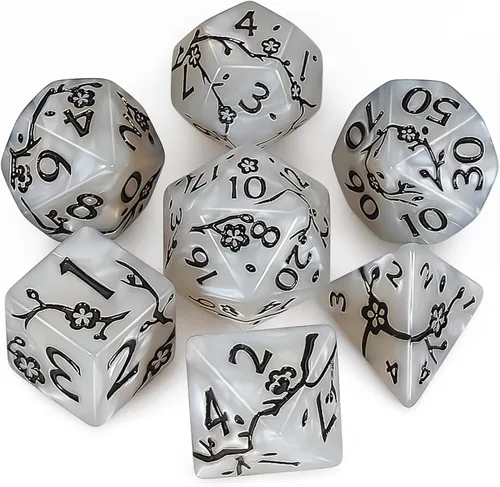 Miniatura 15 de CiaraQ DND - Juego de dados poliédricos con bolsa de dados para juegos de rol de Calabozos y Dragones RPG MTG (fuente negra y blanca)