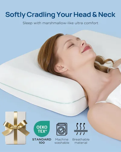 Miniatura 5 de Releep Almohada refrescante de espuma viscoelástica suave, almohada cervical para dormir de lado, dormir de espalda y boca abajo, diseño ortopédico