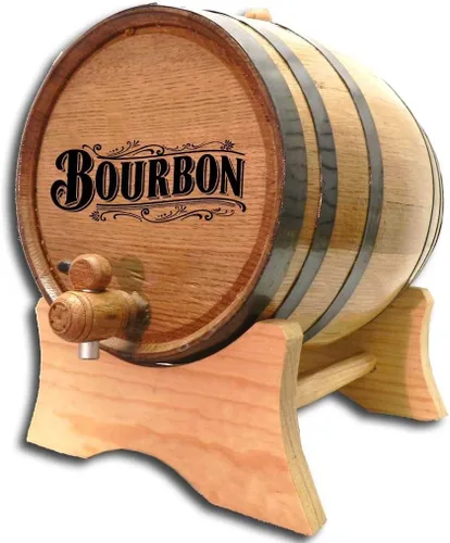 Barril de envejecimiento de bourbon de roble americano de 3 litros con soporte, bung y espita | Cócteles de edad, whisky, ron, tequila, cerveza,