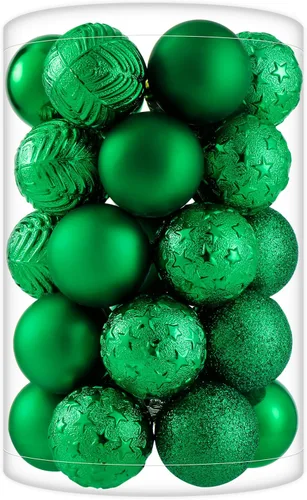 Miniatura 23 de 34 piezas Adornos de bola de Navidad azul bebé irrompibles de plástico para árbol de Navidad, decoraciones para fiesta de Navidad, oficina en casa