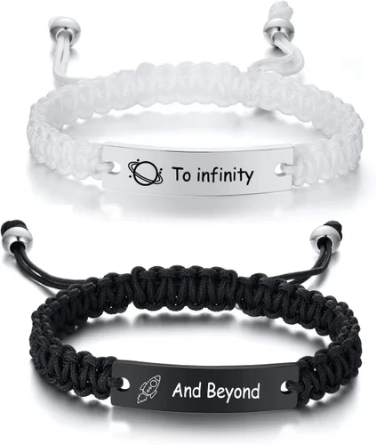 Miniatura 16 de VNOX Pulsera Personalizada Personalizable Nombre Fecha Cita Amistad Amor Pareja Pulsera Hecha a Mano Cuerda Trenzada Pulsera Regalo Aniversario