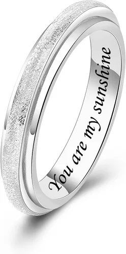 Miniatura 30 de Sterling Silver Spinner Fidget Ring Anti Anxiety Worry Relieving Boredom ADHD Autism Band Ring for Women Men