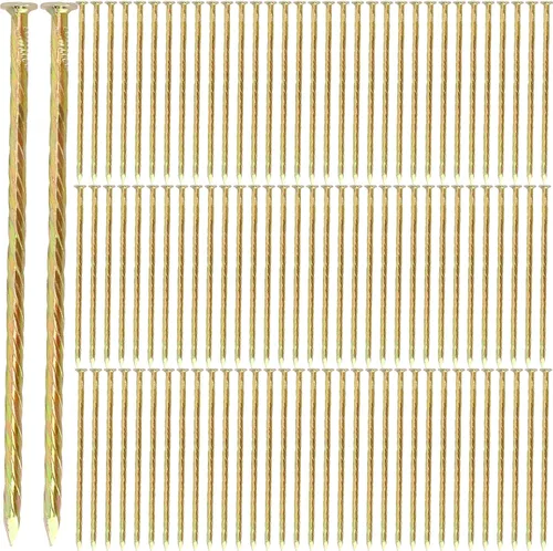 Miniatura 6 de MUKCHAP 100 clavos galvanizados de 6 pulgadas, clavos en espiral de metal dorado para barrera de malezas, tienda de campaña