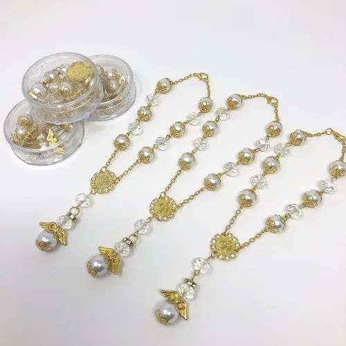 YRP 12 bautizo oro blanco Ángel Favores Pulsera Bautizo Recuerdos Angel Bracelet