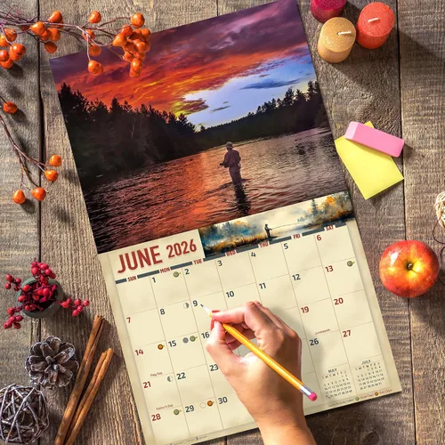Miniatura 5 de The KING Company - Calendario de pared de pesca con mosca 2026, tamaño XL, 14 x 22 pulgadas, calendario de pesca por The KING Company-Monster