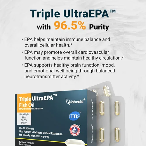 Miniatura 5 de Naturalis Triple Strength UltraEPA™ EPA 1000mg Grado farmacéutico de alta pureza 99% Omega-3 con 96.5% de aceite de pescado sin eructos EPA