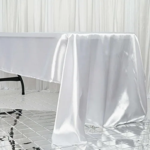 Miniatura 61 de Efavormart - Mantel rectangular de satén, 90 x 132 pulgadas, suave, oblongo, lavable, mantel decorativo de tela sedosa para bodas, fiestas, Plata