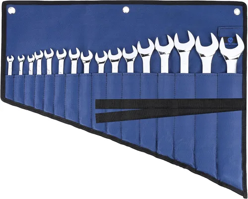 Organizador de rollos de llaves de 16 bolsillos, bolsa de herramientas enrollada con tela Oxford resistente al agua, color azul