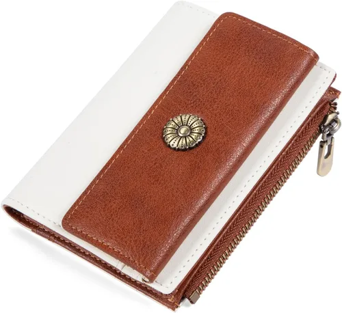 Miniatura 16 de Cartera pequeña para mujer, con bloqueo RFID, de piel suave, plegable, compacta, tarjetero para mujer, con bolsillo con cremallera, color negro
