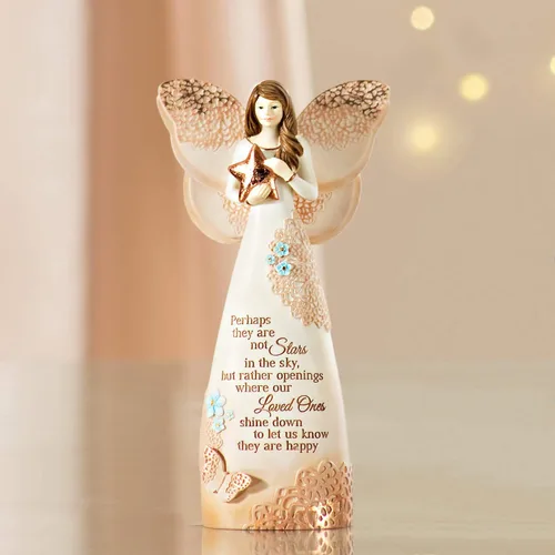 Miniatura 5 de Pavilion Gift Company 19045 Figura de ángel conmemorativa Light Your Way con estrellas en el cielo, 7 1/2 pulgadas, azul