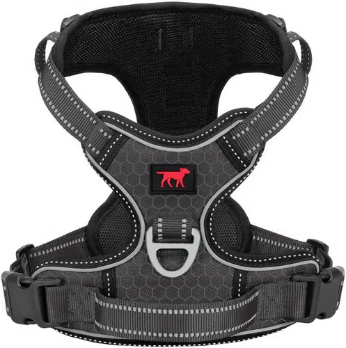 Miniatura 8 de Tuff Pupper Arnés para perro sin tirones, chaleco resistente para mascotas, clips para correa delantera y trasera, mango de seguridad fuerte
