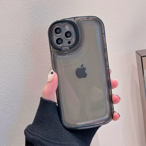 Miniatura 6 de Ownest Funda compatible con iPhone 13 Pro Max con función atril transparente, diseño creativo con soporte para cámara para TPU delgada, a prueba