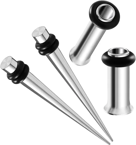 2 pares de dilatadores de acero quirúrgico 316L para túnel de una sola llamarada, piercing, joyería de estiramiento de oído, tapones para lóbulos