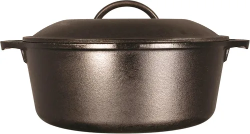 Miniatura 2 de Lodge Horno holandés pretratado con asas de bucle y cubierta de hierro fundido, 7 cuartos de galón, color negro