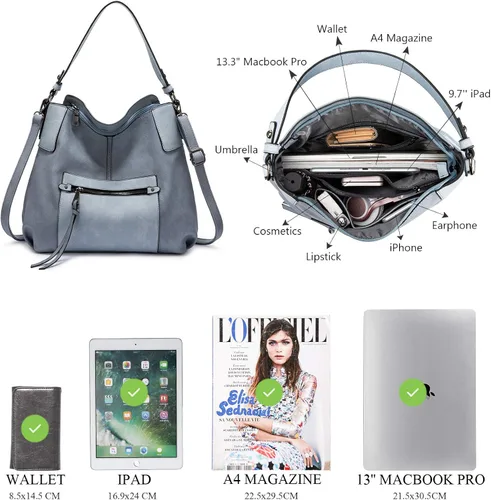 Miniatura 6 de Realer Hobo - Bolsos para carteras para mujer, bandolera grande con borla.