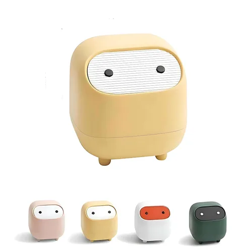 Miniatura 8 de Bote de basura pequeño de escritorio con tapa para escritorio, lindo mini cubo de basura verde a presión para oficina, encimera, mesa de café, Rosa