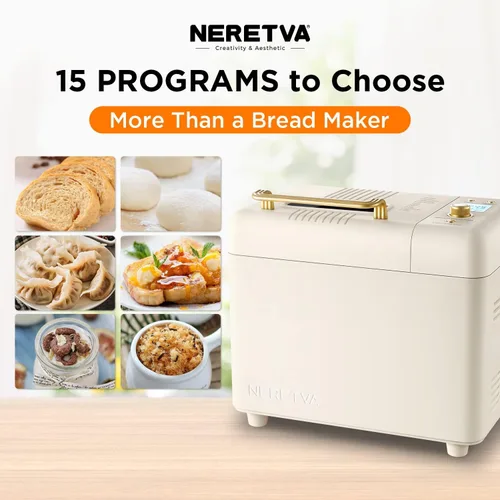 Miniatura 7 de Neretva Máquina para hacer pan, máquina para hacer pan 15 en 1 de 2.2 libras, máquina para hacer pan con doble calentador con dispensador automático