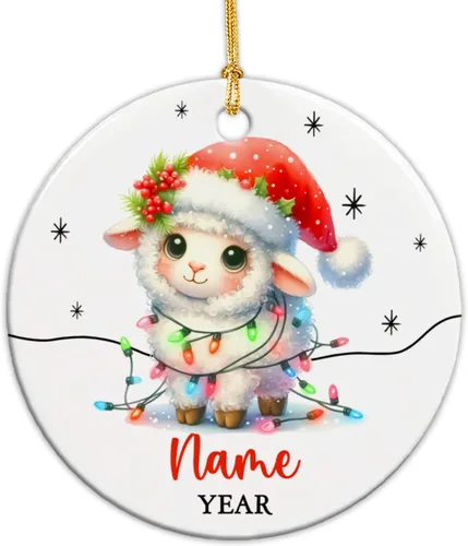 Miniatura 10 de Adorno personalizado de reno para la primera Navidad, adornos de cerámica de reno bebé para árbol de Navidad 2025, adorno de Navidad del primer