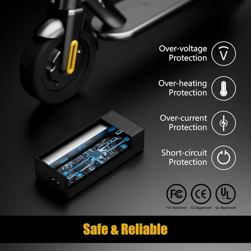 Miniatura 4 de Carsty Cargador eléctrico de 42 V para scooter y hoverboard Gotrax, Jetson, Segway, Ninebot, Swagtron Certificado UL con juego de enchufes
