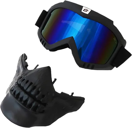 Miniatura 3 de Birdz Skullbird - Gafas protectoras acolchadas para motocicleta ATV, color negro, con cubrebocas